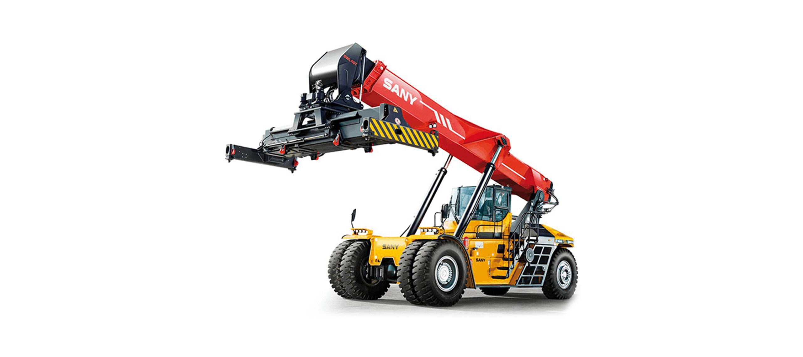 Reachstacker Sany SRSC4535G-P – 45T/31T/16T. Fahrzeugdaten. REACHSTACKER MIT INTERMODAL-SPREADER. Schwerlaststapler, Containerstapler bis 45t